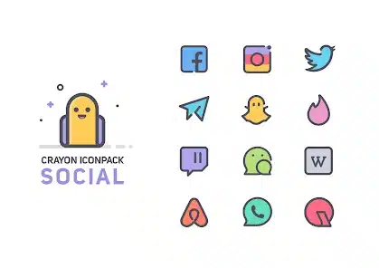 تحميل تطبيق Crayon Icon Pack مهكر للاندرويد 2025 اخر اصدار مجانا